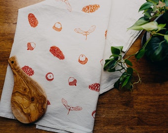 Tree Seeds Screen Printed Tea Towel Kitchen Towel