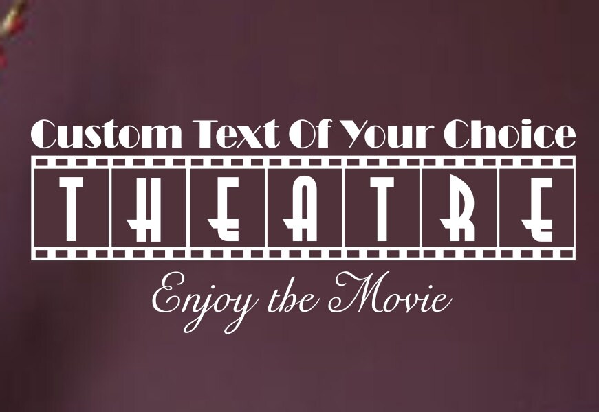 Custom Text Theater Movie Vinyl Wall Art Sticker Decal Home | Etsy