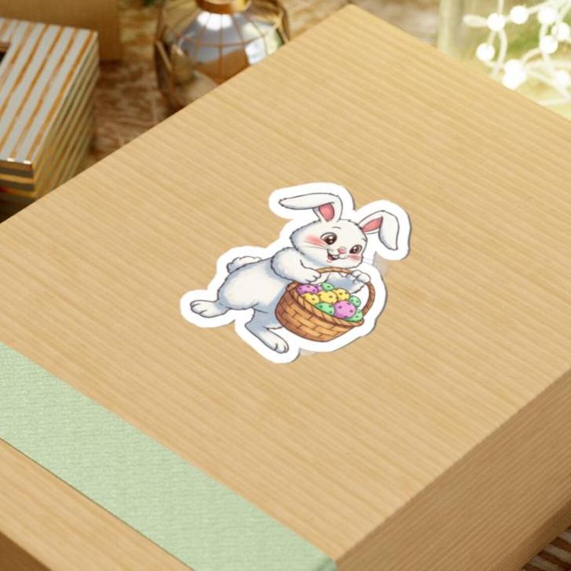 Pickleball Easter Basket Kiss-cut Stickers - Cute Rabbit Laptop Decals ...