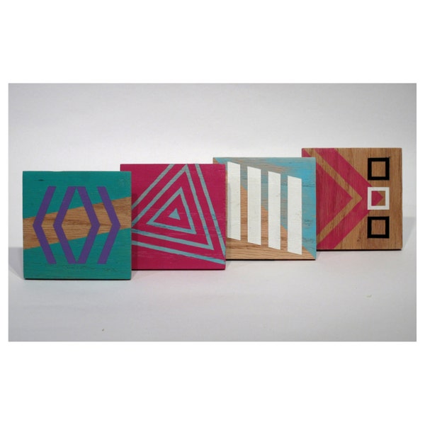 Unique Hand-painted Geometric Coasters CrU.d (Set of 4)