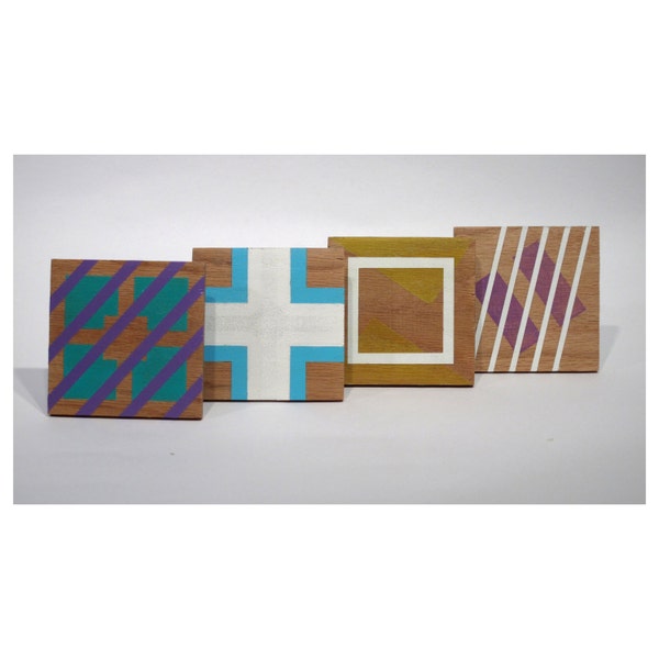 Unique Hand-painted Geometric Coasters CrU.c (Set of 4)