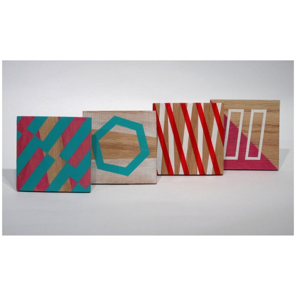 Unique Hand-painted Geometric Coasters CrU.f (Set of 4)