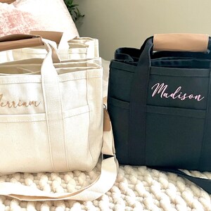 Custom Bridesmaid Tote Bag - Personalized Wedding Tote - Bridal Party Gifts - Monogrammed Bridesmaid Bags - Elegant Wedding Accessories image 11
