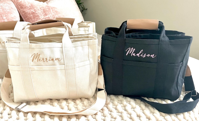 Custom Bridesmaid Tote Bag - Personalized Wedding Tote - Bridal Party Gifts - Monogrammed Bridesmaid Bags - Elegant Wedding Accessories image 11