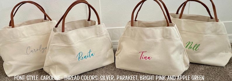 Custom Tote Bag, Bridesmaid Gifts Tote Bag, Embroidered Canvas Tote Bag with Initials, Bridal Shower, Personalized Gifts, Bachelorette Gifts image 11
