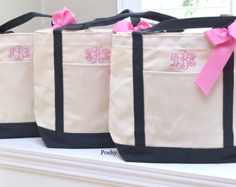 Bridesmaid Totes Personalized in Navy or Black | Etsy