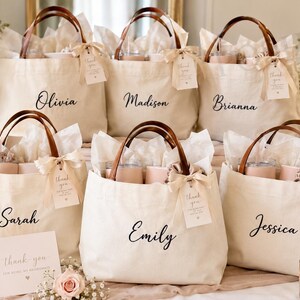 Personalized Bridesmaid Tote Bag, Bridesmaid Gift, Custom Wedding Tote, Maid of Honor Gift, Bridal Party Bag, Bachelorette Weekend Tote image 1