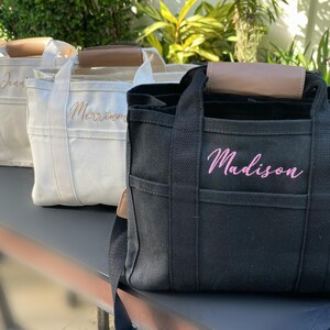 Custom Bridesmaid Tote Bag - Personalized Wedding Tote - Bridal Party Gifts - Monogrammed Bridesmaid Bags - Elegant Wedding Accessories image 12