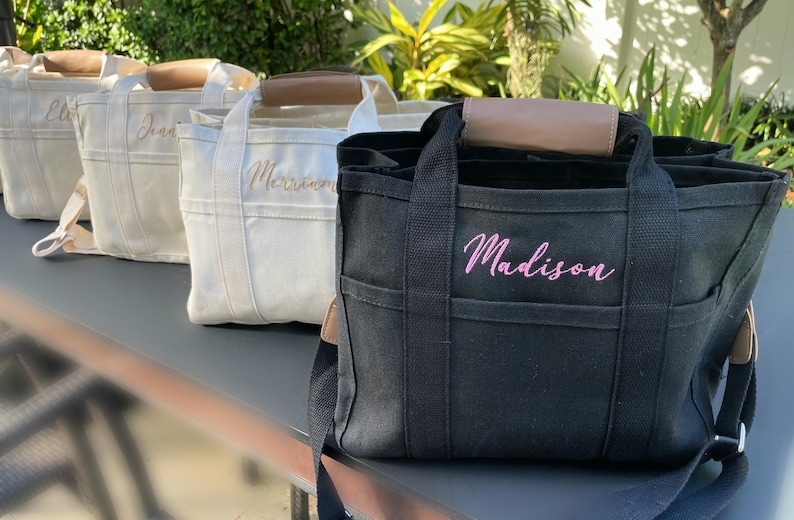 Custom Bridesmaid Tote Bag - Personalized Wedding Tote - Bridal Party Gifts - Monogrammed Bridesmaid Bags - Elegant Wedding Accessories image 12