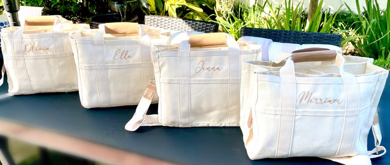 Custom Bridesmaid Tote Bag - Personalized Wedding Tote - Bridal Party Gifts - Monogrammed Bridesmaid Bags - Elegant Wedding Accessories image 13