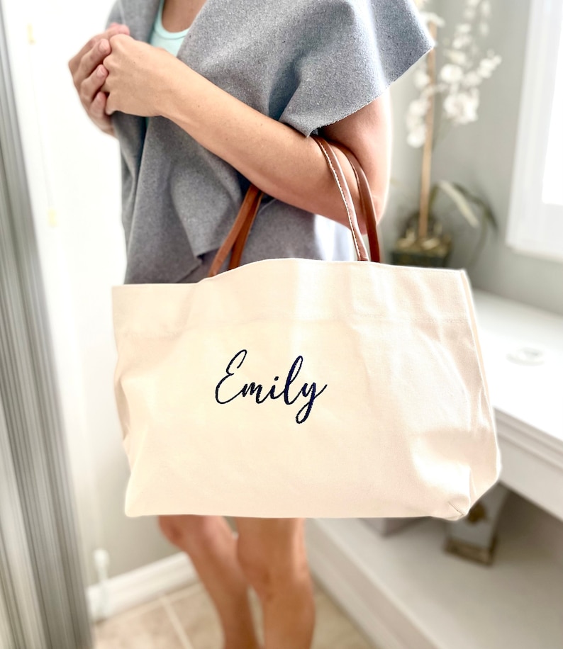 Personalized Bridesmaid Tote Bag, Bridesmaid Gift, Custom Wedding Tote, Maid of Honor Gift, Bridal Party Bag, Bachelorette Weekend Tote image 3