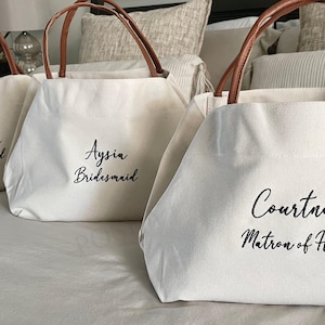Custom Tote Bag, Bridesmaid Gifts Tote Bag, Embroidered Canvas Tote Bag with Initials, Bridal Shower, Personalized Gifts, Bachelorette Gifts image 6