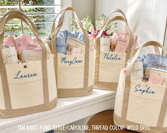 Personalized Bridesmaid Tote Bag, Embroidered Wedding Party Gift, Custom Canvas Tote for Bridesmaids