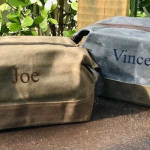 Personalized Toiletry Travel Bag for Men  Waxed Canvas Graduation Gift /