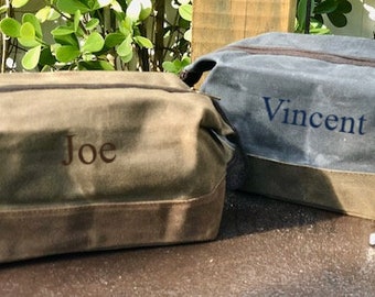 Personalized Toiletry Travel Bag for Men  Waxed Canvas Graduation Gift /