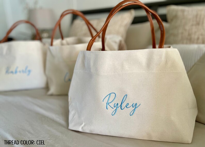 Personalized Bridesmaid Tote Bag, Bridesmaid Gift, Custom Wedding Tote, Maid of Honor Gift, Bridal Party Bag, Bachelorette Weekend Tote image 6