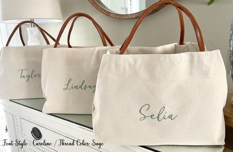 Personalized Bridesmaid Tote Bag, Bridesmaid Gift, Custom Wedding Tote, Maid of Honor Gift, Bridal Party Bag, Bachelorette Weekend Tote image 7