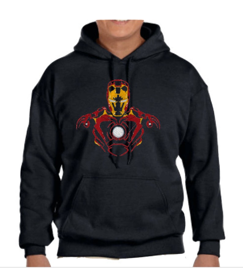 Iron Man Embroidered Hoodie - Etsy