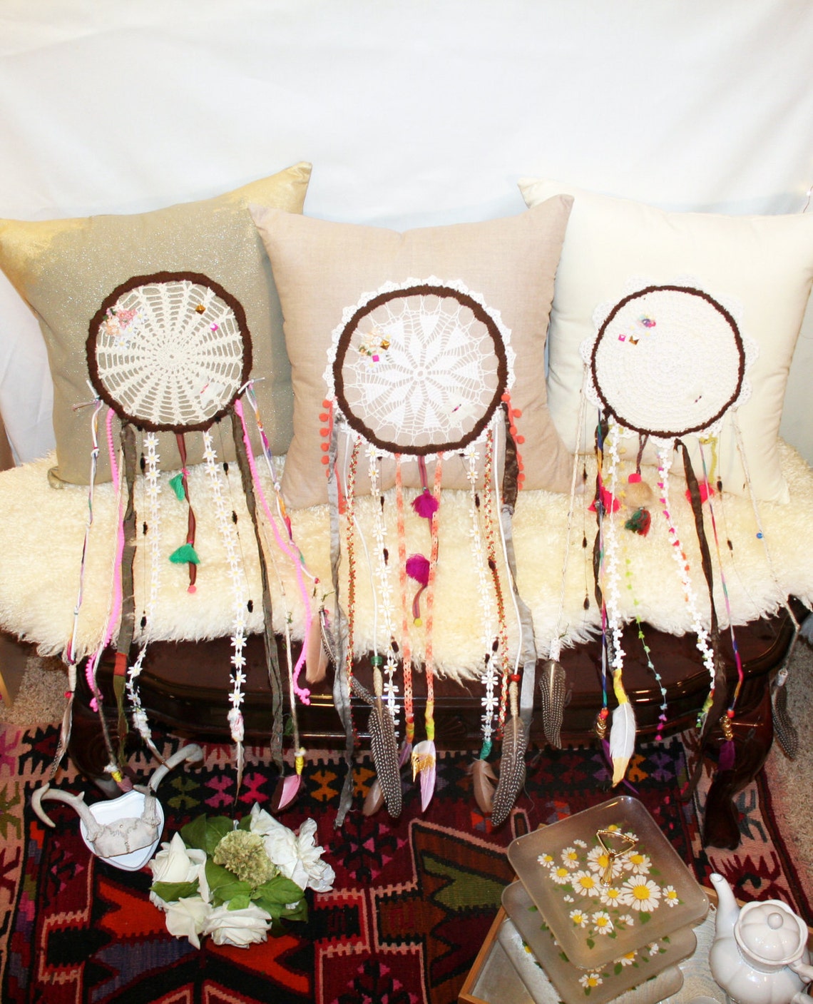 Dreamcatcher Pillow Doily Dream Catcher Pillow Housewares Etsy