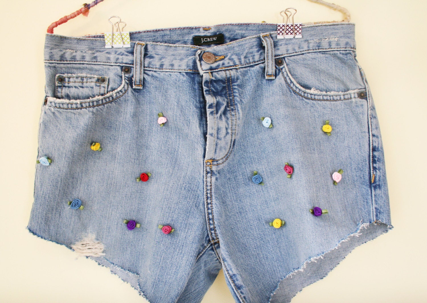 Vintage Flower Jean Shorts Upcycled J.Crew Denim | Etsy