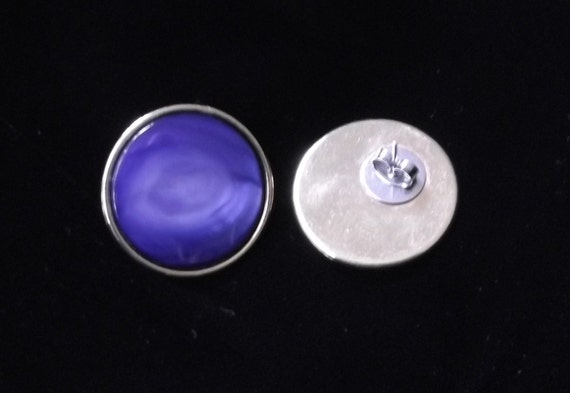 Large Round Purple Swirl Enamel Earrings, Vintage - image 4