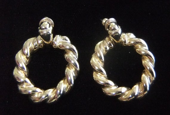 Vintage Golden Marvella Pierced Earrings, HInged - image 1