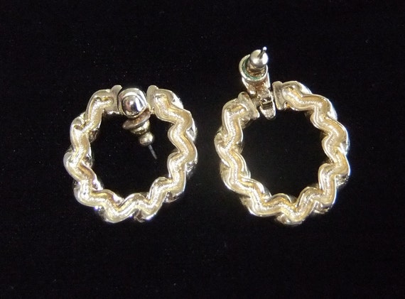 Vintage Golden Marvella Pierced Earrings, HInged - image 3