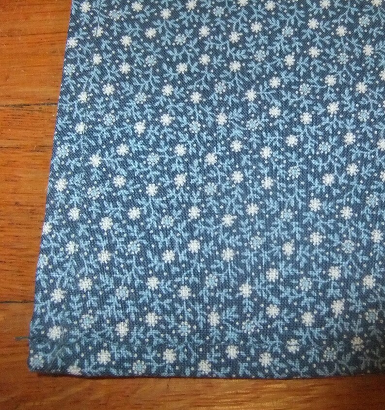 Hemmed Blue And White Allover Fl Cotton Print Kitchen Hand Towel With Hanging Loop