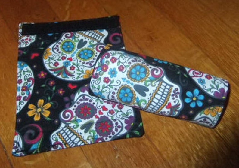 Sugar Skulls Theme Pair of Luggage Handle Wraps