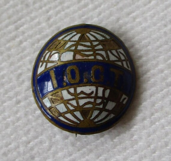 Miniature I.O.G.T. Pin, Cobalt and White Enamel on Metal, Internationa