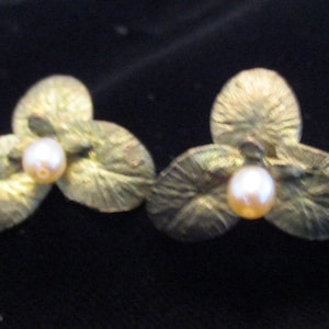 Water Lilies with Freshwater Pearl Earrings by Michael Michaud for Silver Seasons, Soft Green
