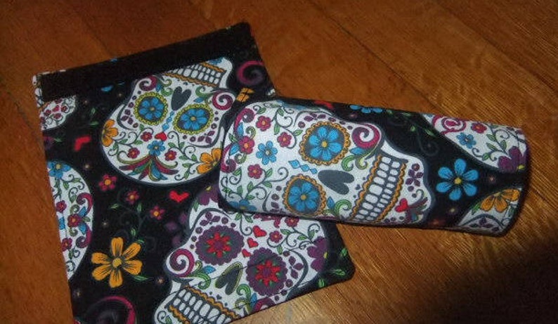 Sugar Skulls Theme Pair of Luggage Handle Wraps