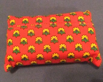 Pocket Tissue Holders, Red with Yellow Provincial Print, Travel Tissue Cases