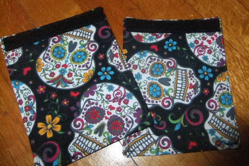Sugar Skulls Theme Pair of Luggage Handle Wraps