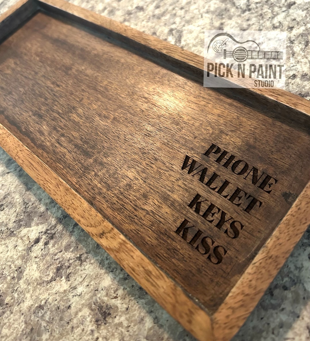 Wooden Key Tray Catch All Tray, Acacia Wood Tray, Key Holder, Dad Gift