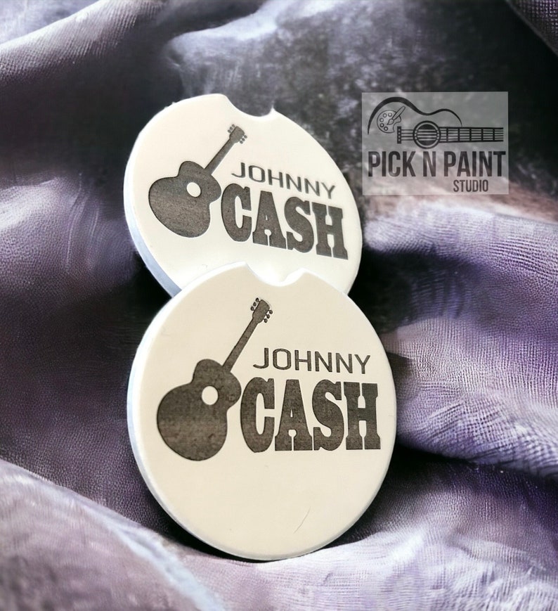 Johnny Cash Ceramic Car Coaster, Country Singer Gift, Johnny Cash Gift