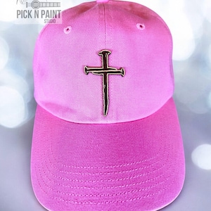 3 nails cross Woman’s hat, Cross hat, Three nails leather patch hat, Christian clothing.