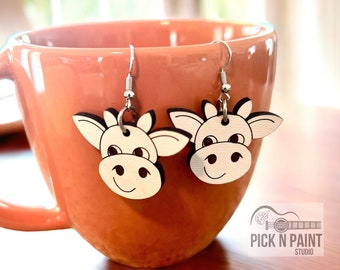 Cow Earrings , Cow lover earrings , Cow decor, Cow decor gift, farm animal gift, cow heifer earrings.