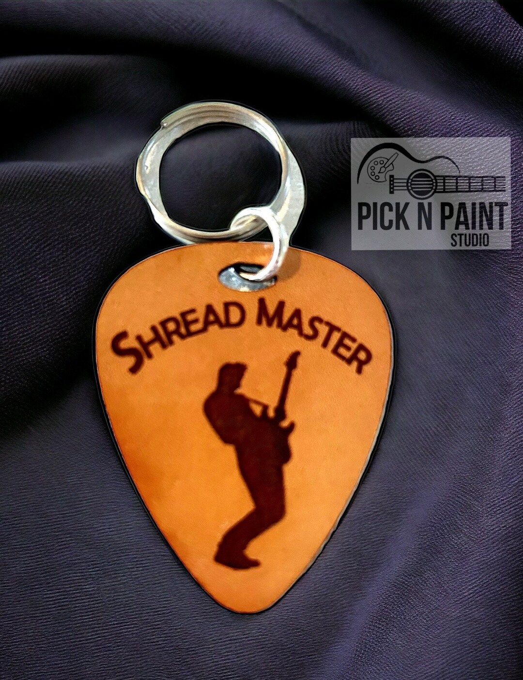 Shread Leather Pick Keychain, Guitar Player Gift, Rock Band Gift, Metal