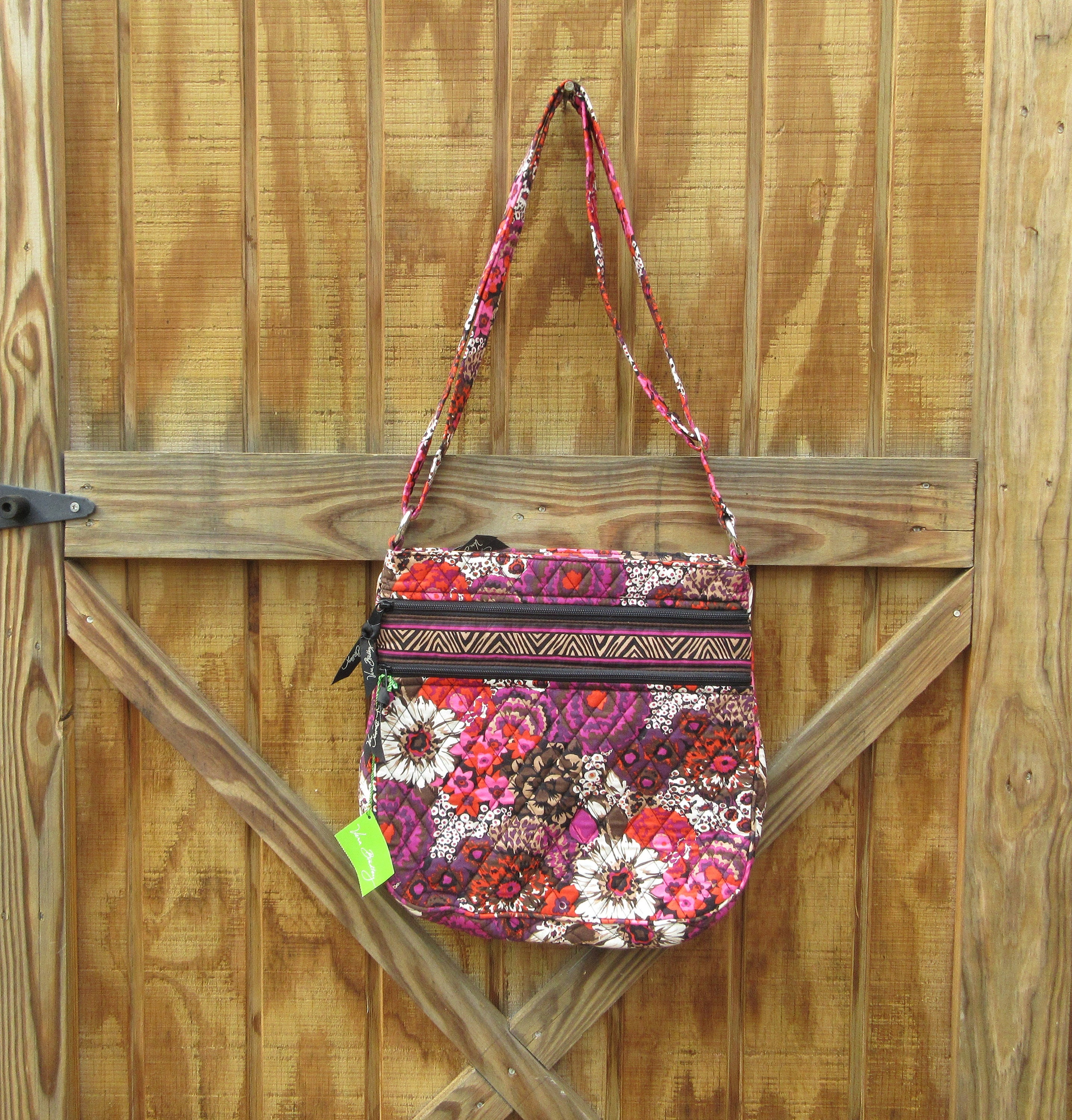 Vera Bradley Hipster Crossbody Rosewood Bag Purse Triple Zip