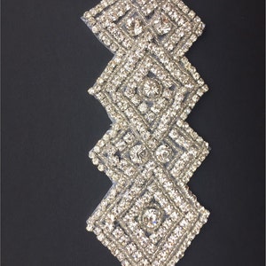 Rhinestone Applique Bridal, Crystal Beaded Applique for Bridal Sash Wedding Belt Rhinestone Trims