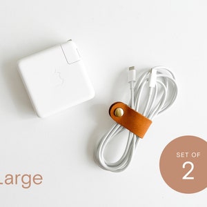 Large leather cable organizer, cord organizer, leather cord holder, cord keeper, cord wrap