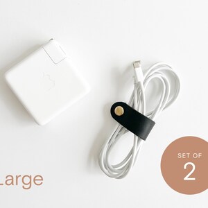 Large leather cable organizer, cord organizer, leather cord holder, cord keeper, cord wrap