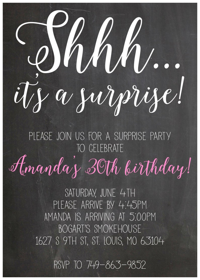 Shhh it's a suprise party birthday invitation 5x7 digital | Etsy