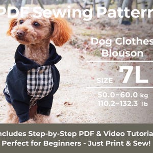 ３Wege-Blouson-Jacke （mit Kragen-, Ripp-, Kapuzenmuster） | PDF Hunde Kleidung Nähanleitung | Größe: 7L