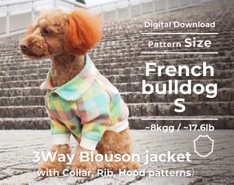 ３Way Blouson jacket （with Collar, Rib, Hood patterns） | PDF Dog Clothes Pattern | size: FB-S