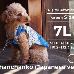 Modello di vestiti per cani Chanchanko Vest / Modello di cucito in stile giapponese in PDF / Taglia 7L / Adatto ai principianti / Bernese, Pirenei, San Bernardo ecc.
