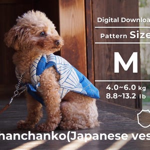 Modello per vestiti per cani - Chanchanko Vest / Modello di cucito in stile giapponese in PDF / Taglia M / Adatto ai principianti / Barboncino toy, Schnauzer M ecc.
