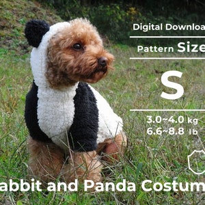 Kawaii Rabbit and Panda Costume | PDF Dog Clothes Pattern | size: S