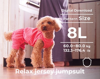 Relax jersey jumpsuit |   PDF Dog Clothes Pattern | size: 8L detailed instruction booklet with movie also included.
